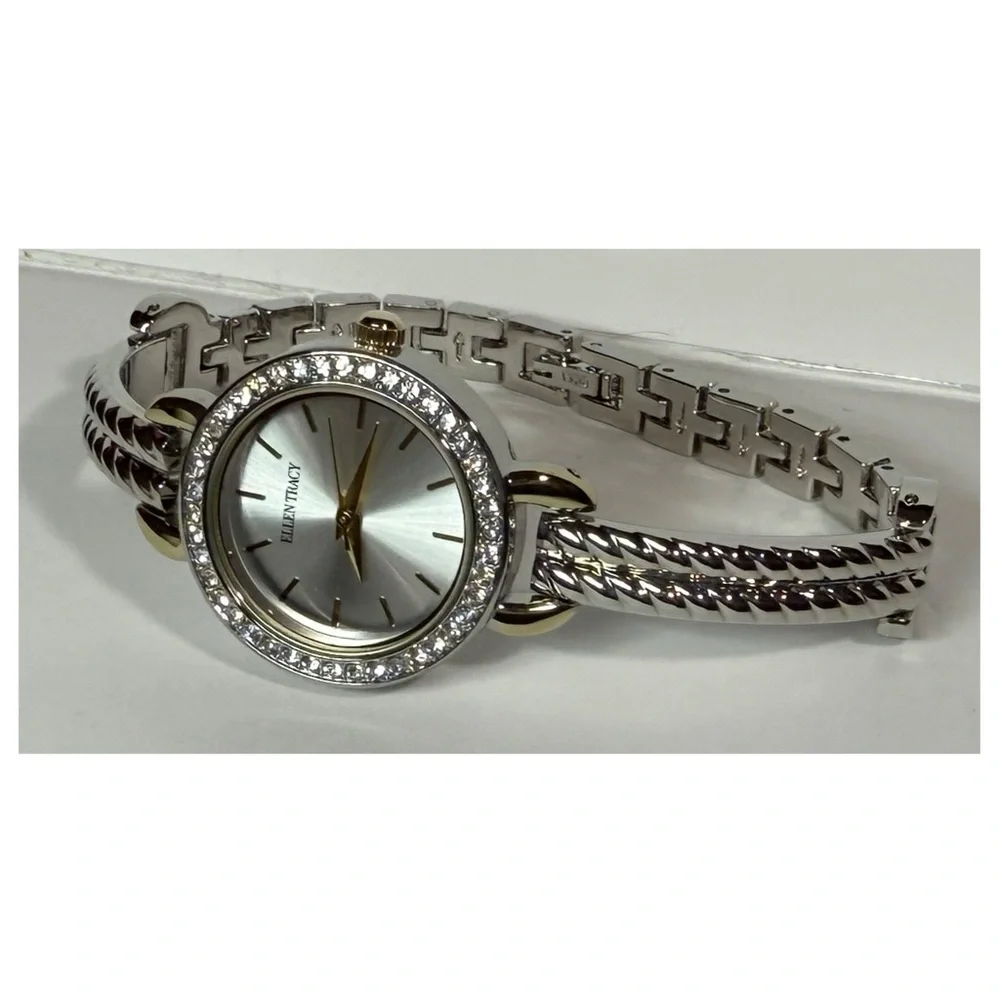 Ellen Tracy - Diamond Accent Ladies Watch - Two-Tone Metal -‎ Silver Dial